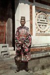Trung Ky, Hue 1931 - An official dressed in a royal dress with the crown of Canh Chuon, stood ...jpg