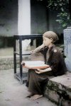 Bac Ky, Hanoi, 1915 - Little girl reciting sutras in the courtyard of Vien Minh pagoda. Photo ...jpg